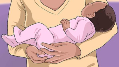 눕혀서 아기를 안전하게 안는 요람자세