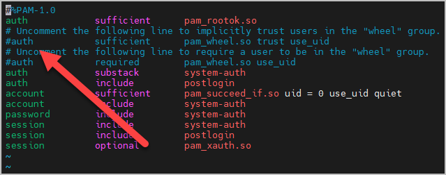 auth sufficient pam_wheel.so trust user_uid
