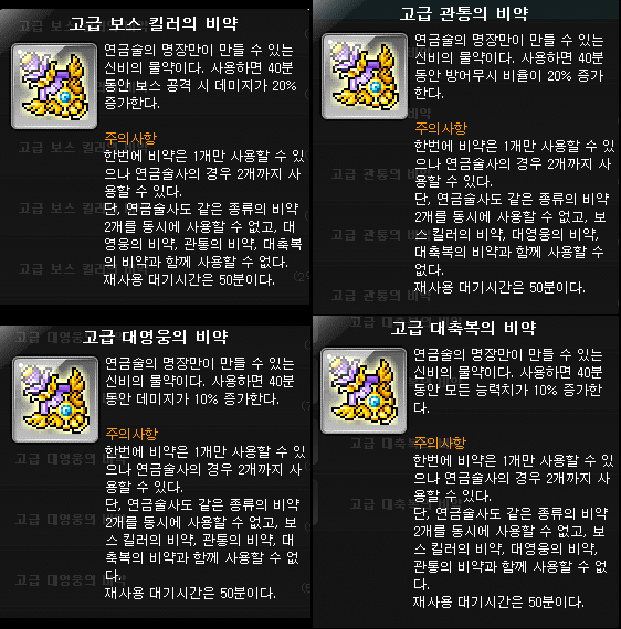 메이플 보스 잡을 때 필요한 버프 (풀도핑) 메이플 보스 잡을 때 필요한 버프 (풀도핑)