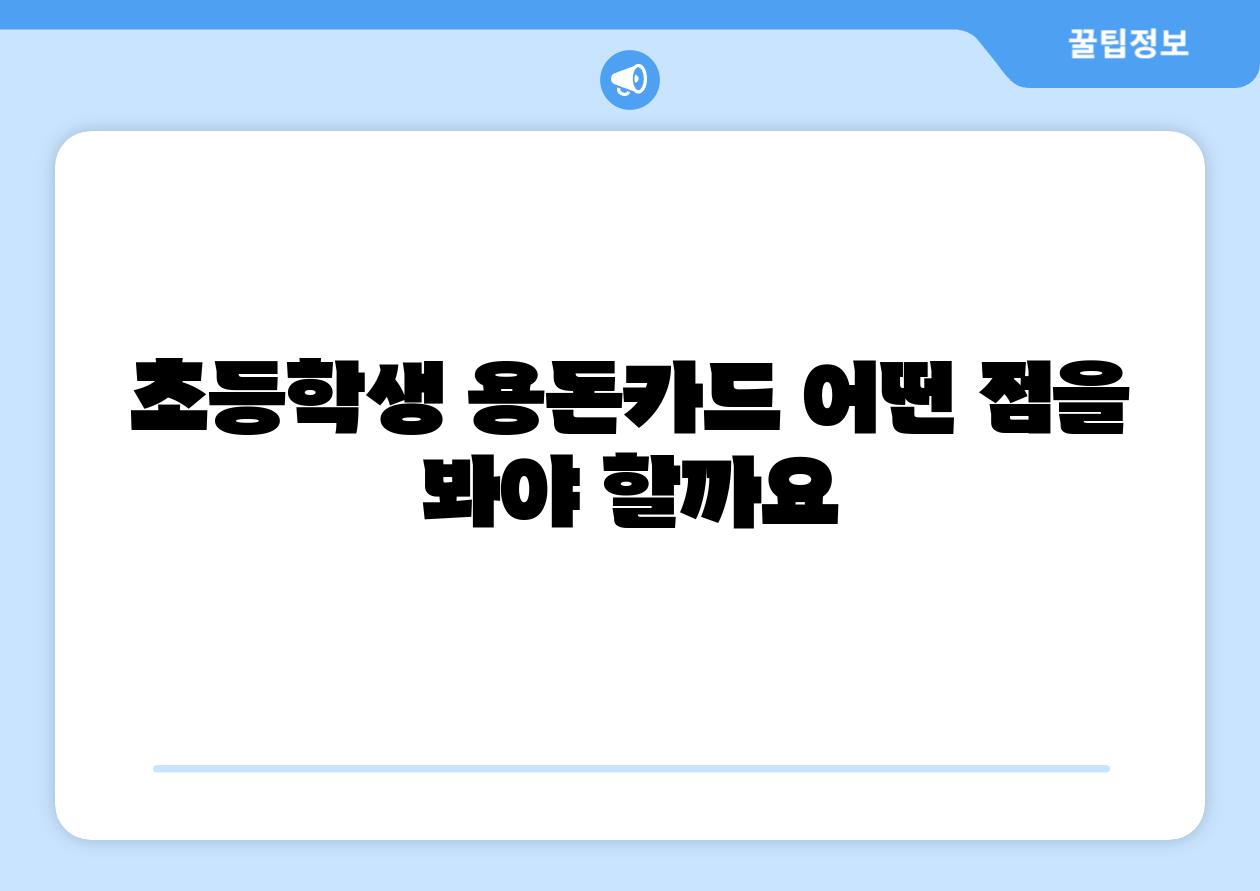 초등학생 용돈카드 어떤 점을 봐야 할까요