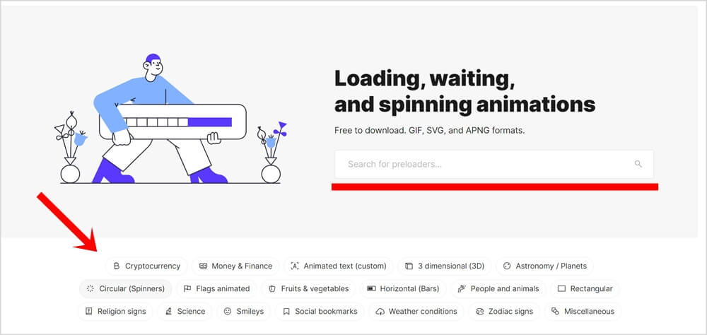 Preloaders 홈페이지 화면