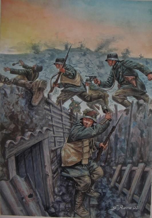 루덴도르프 공세 참호를 점령하는 독일군