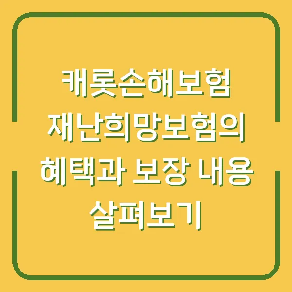 캐롯손해보험 재난희망보험의 혜택과 보장 내용 살펴보기