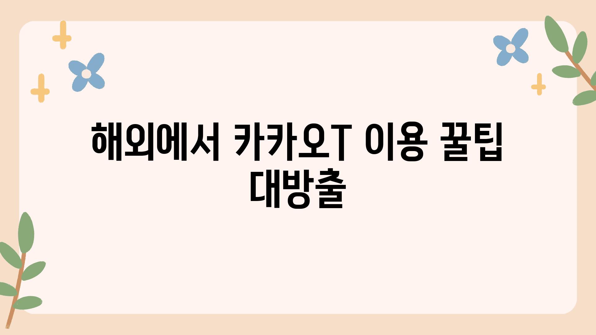 해외에서 카카오T 이용 꿀팁 대방출