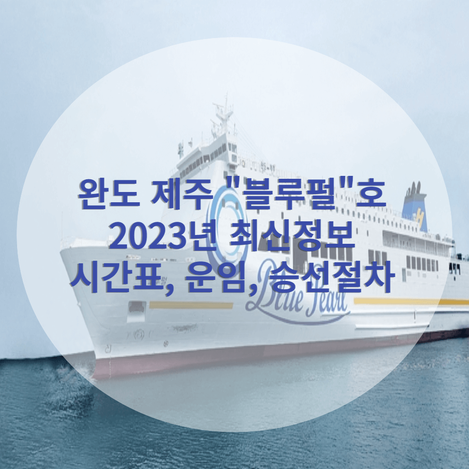  완도 제주 여객선 블루펄호 최신정보 (시간표, 요금, 승선절차 등)