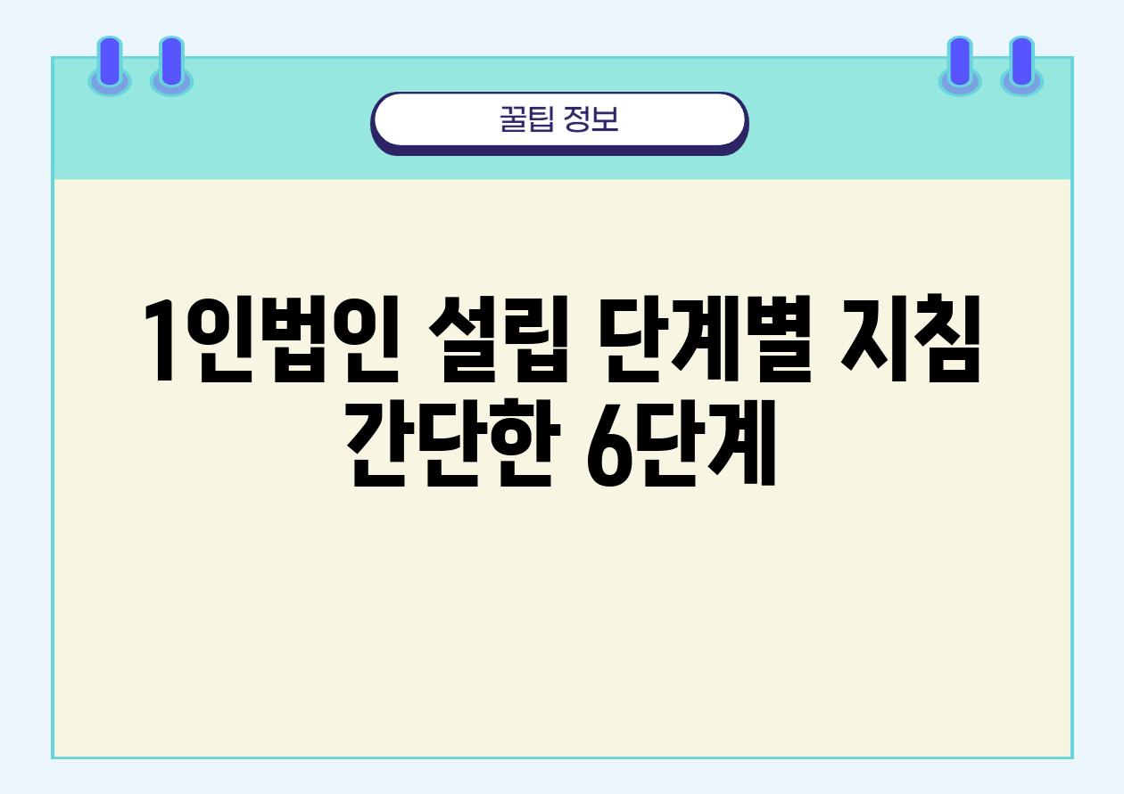 1인법인 설립 단계별 방법 간단한 6단계