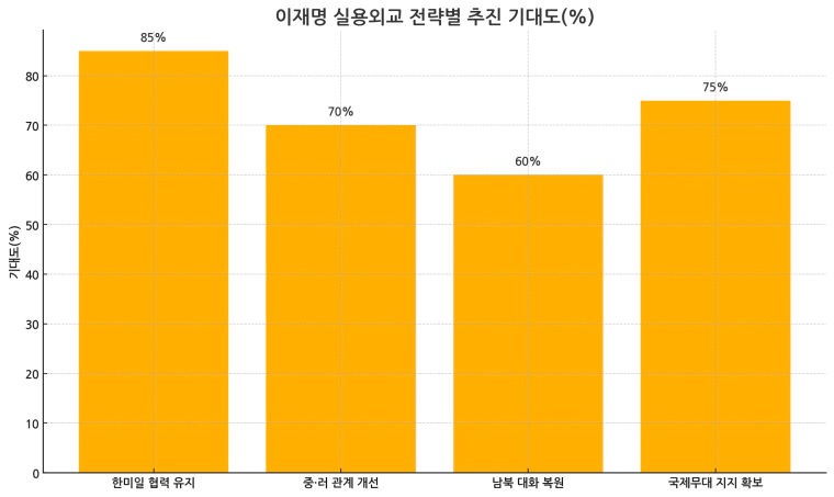 이재명 실용외교 전략별 추진 기대도 차트(%)