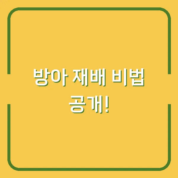 방아 재배 비법 공개!