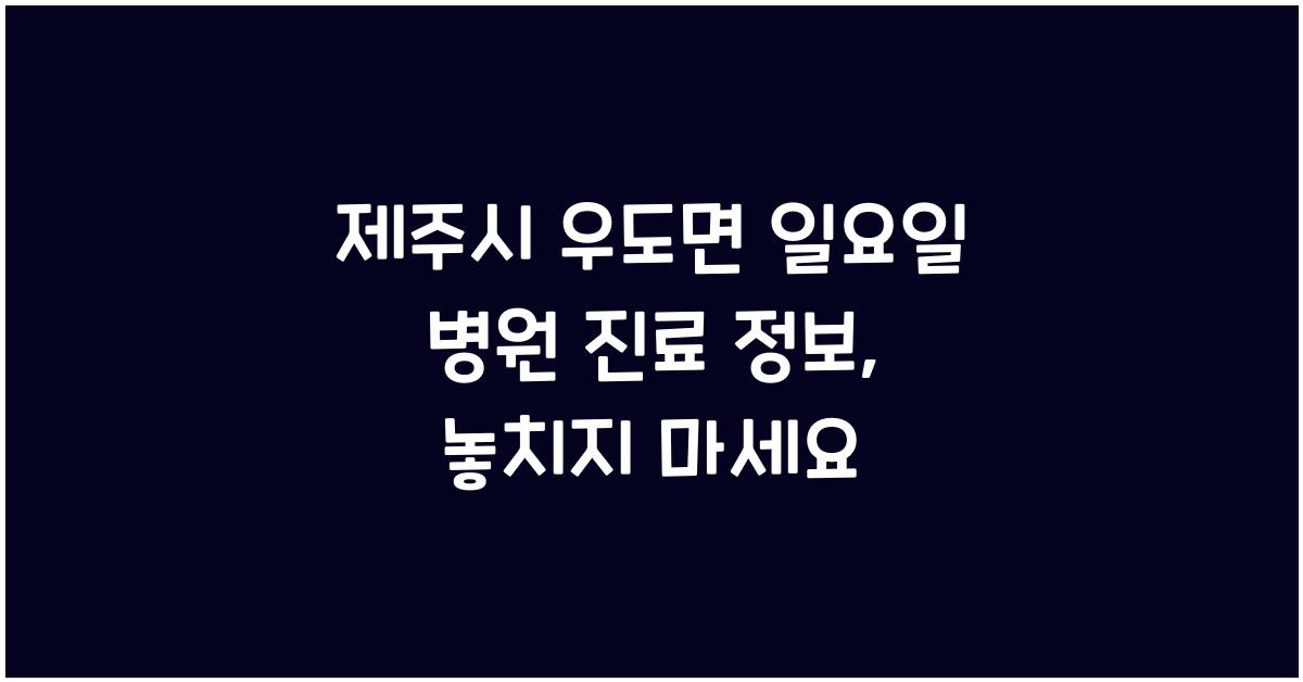 제주시 우도면 일요일 병원 진료 정보