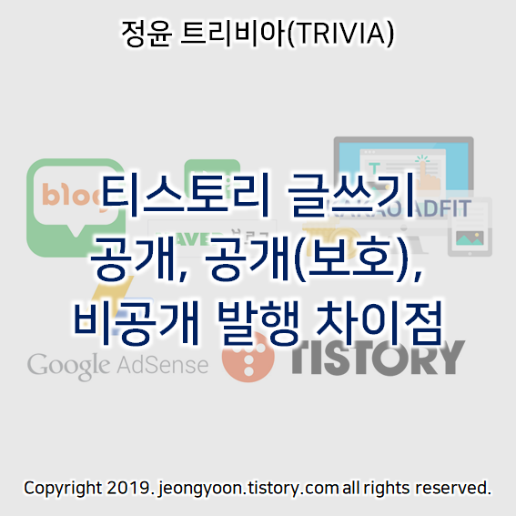  티스토리 글쓰기 공개, 공개(보호), 비공개 발행 차이점
