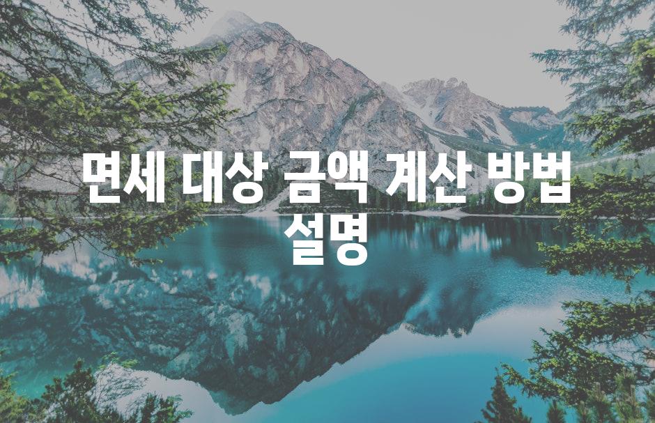 면세 대상 금액 계산 방법 설명