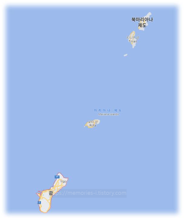 사이판 주변 지도 위치 ; 티니안 섬(Tinian)&#44; 로타 섬(Rota)&#44; 괌(Guam) 위치 사이판 여행 정보