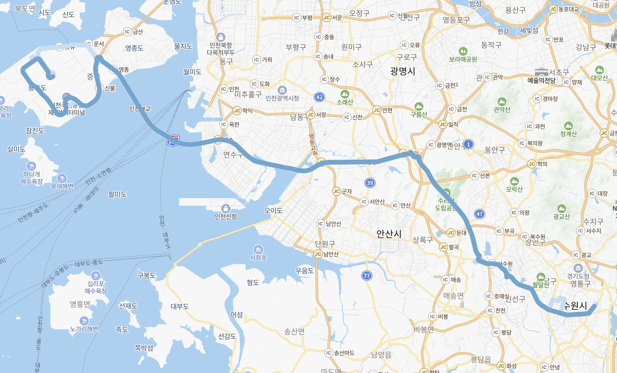 4100-1 공항버스 운행지도