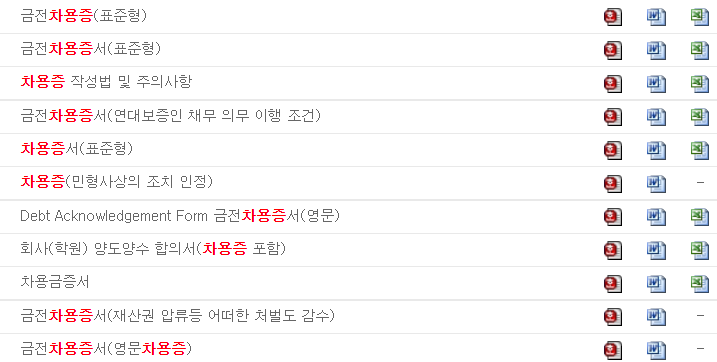  차용증 양식 다운로드