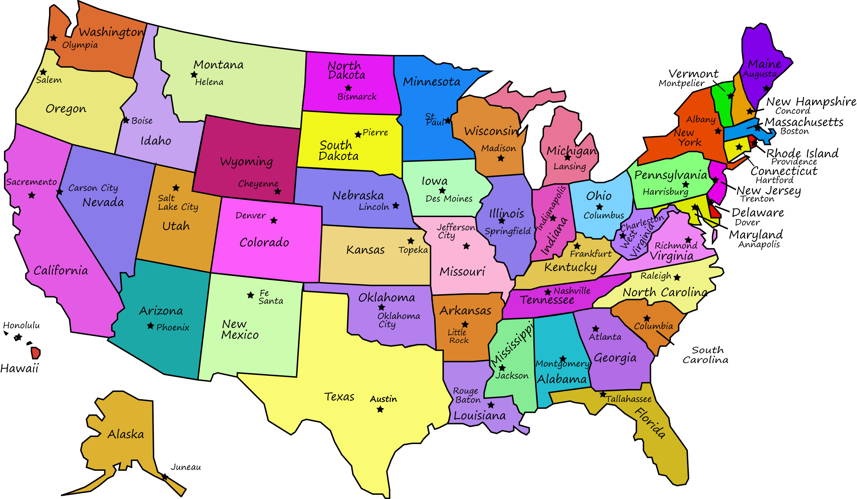 칼라풀한 미국 지도