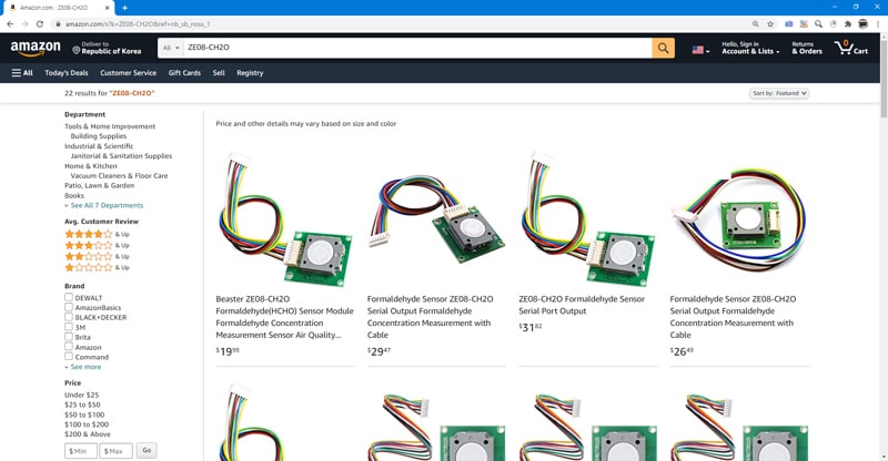 ZE08-CH2O-포름알데히드(HCHO)-아두이노-센서-구입하기-아마존