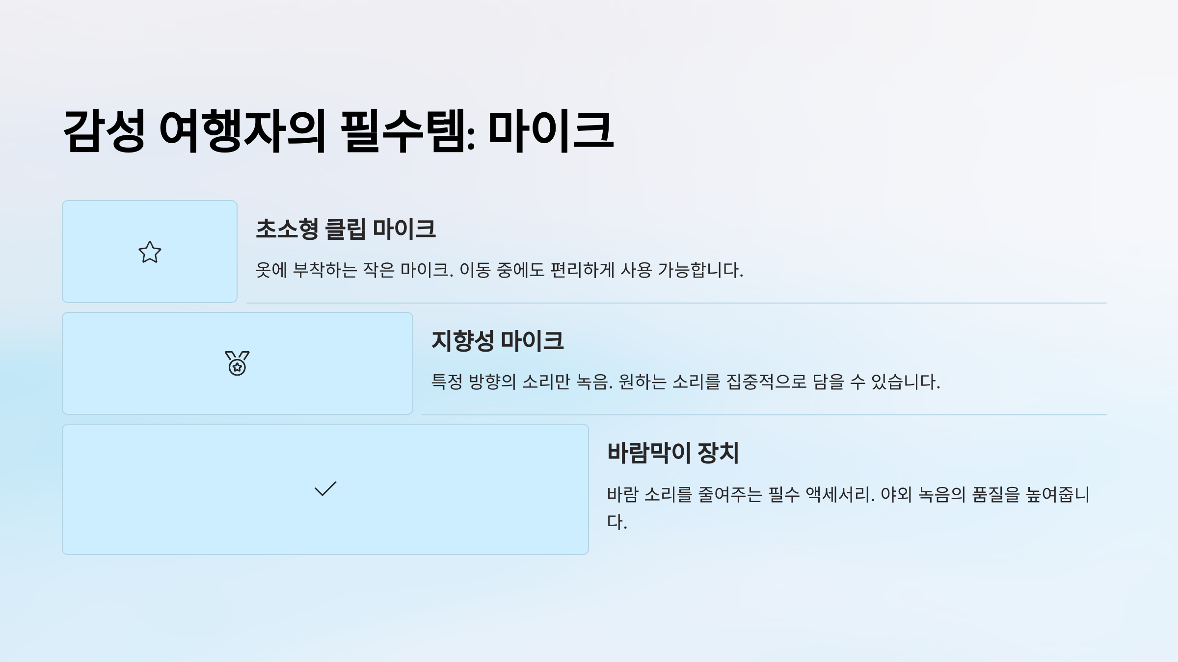 감성여행자의 필수템 마이크