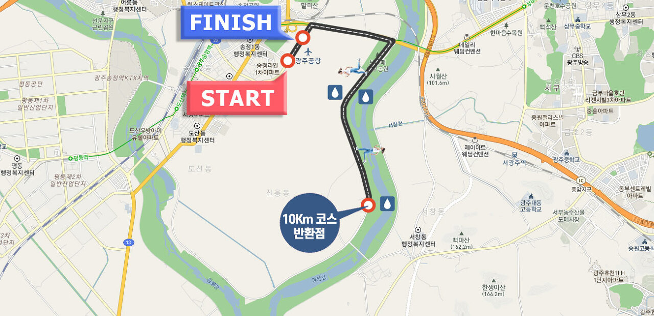 제12회 광주 평화통일 마라톤대회 10km 코스 지도