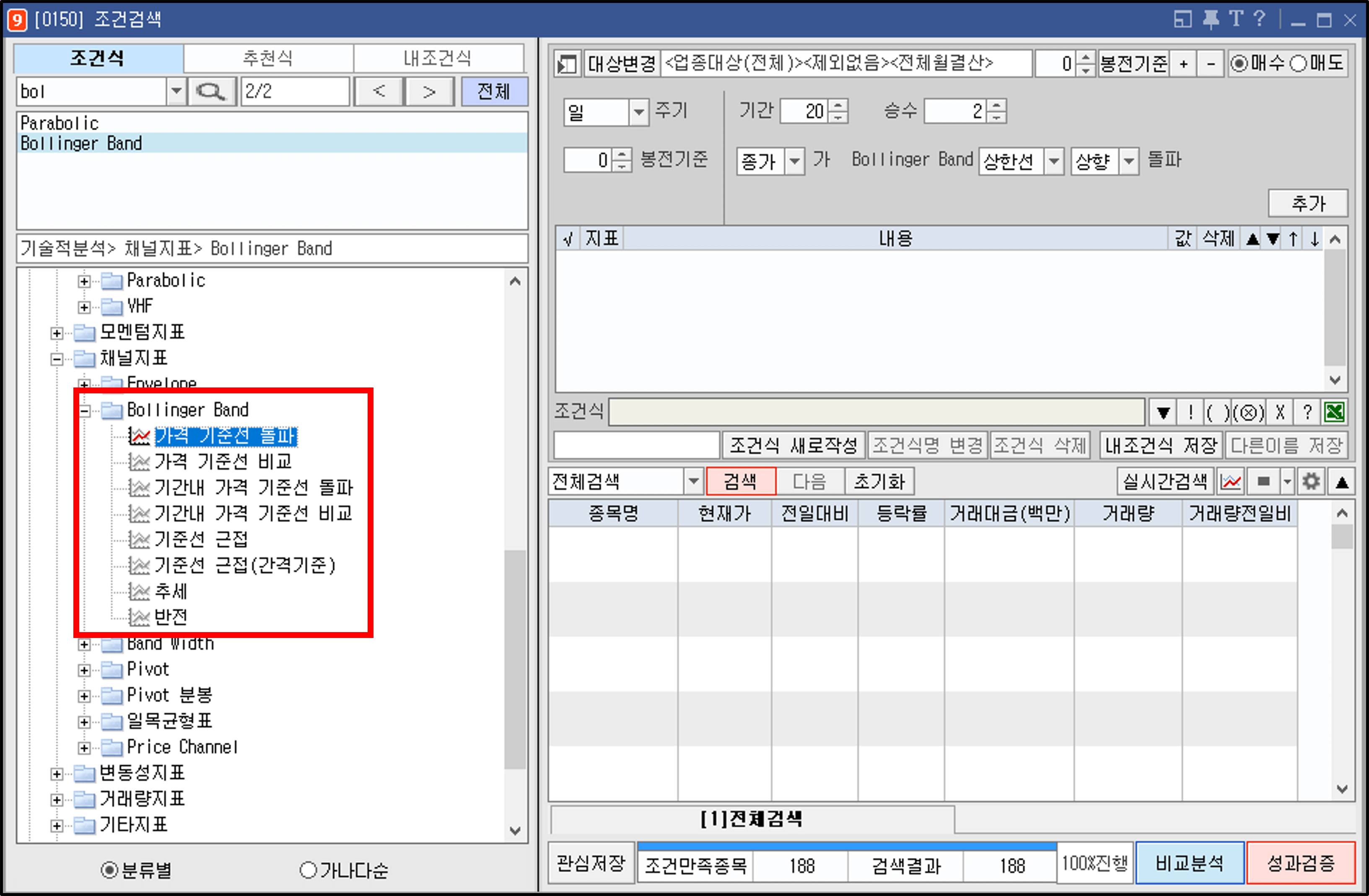 볼린저밴드 조건식