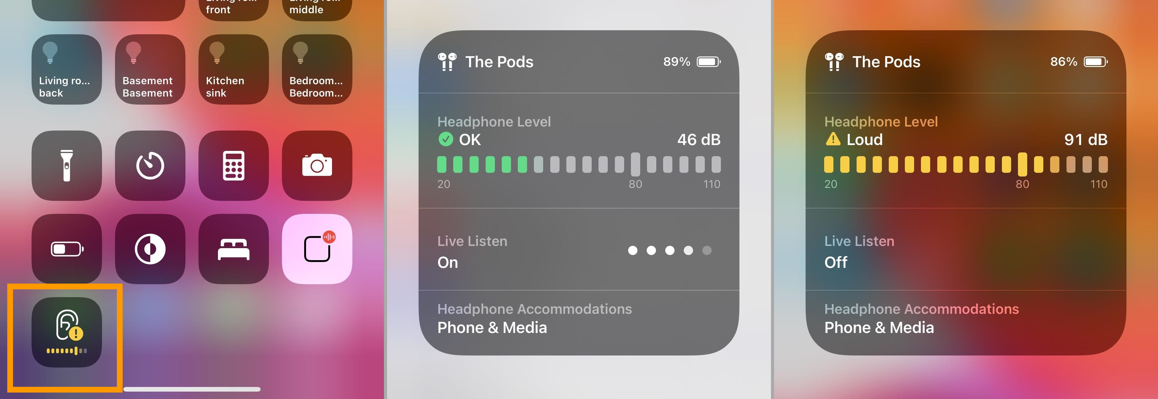 iphone. iOS14. 아이폰 에어팟. 음량 레벨 표시.