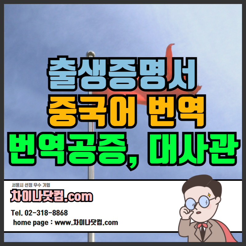  출생증명서 중국어번역 공증 외교부인증 중국대사관인증