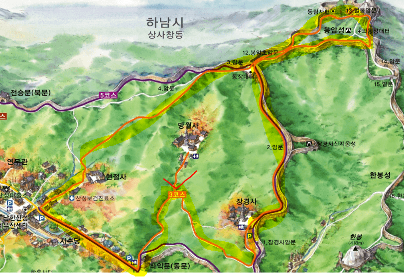 남한산성 지도 및 주차장