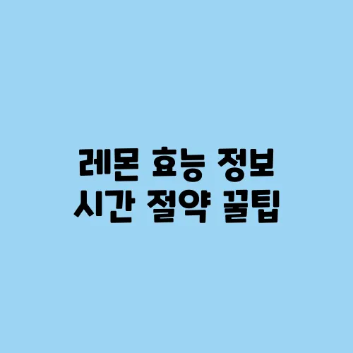 레몬 효능 정보 시간 절약 꿀팁