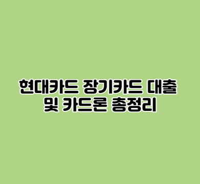  현대카드 장기카드 대출 및 카드론 총정리