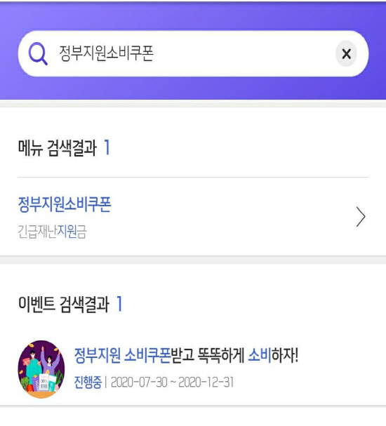  정부지원 사업 할인쿠폰 카드