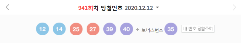  941회차 로또 당첨번호 (1등 당첨자는 16명으로 당첨금은 13억 4729만 원)
