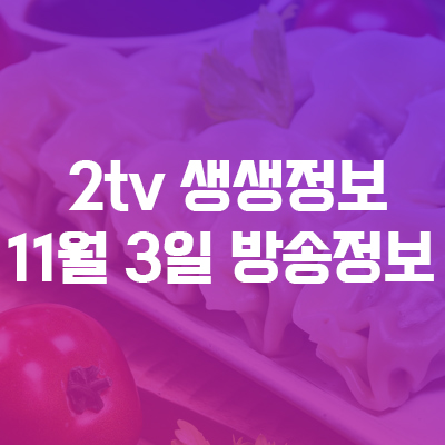  2TV 저녁 생생정보 오늘방송 11월 3일 맛집 정리