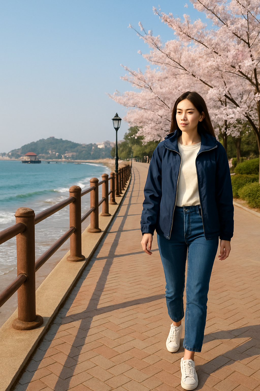 해변 산책로 + 봄/가을 옷차림