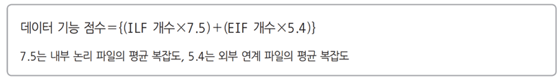 계획 - 개발 비용 산정 - 비용 산정 기법 : 수학적 산정 기법 - 데이터 기능 점수 계산 계획 - 개발 비용 산정 - 비용 산정 기법 : 수학적 산정 기법 - 데이터 기능 점수 계산