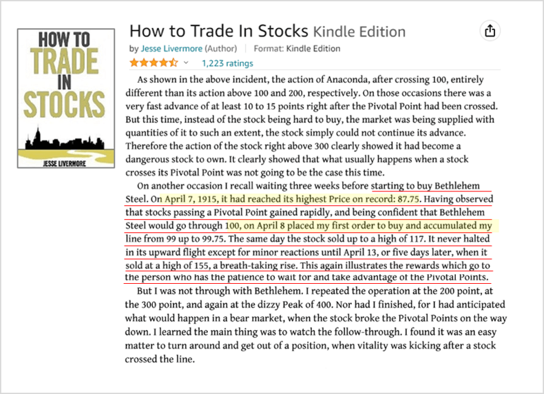 제시 리버모어 &lt;How to Trade In Stock&gt; 내용 중 베들레헴 스틸 매수 당시 소개