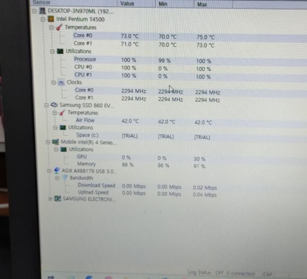 삼성 노트북 CPU 온도 