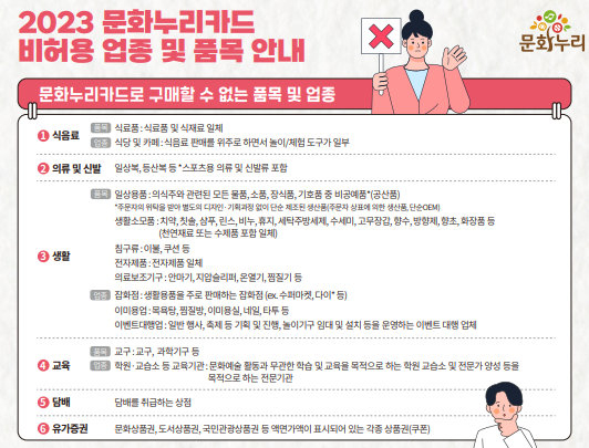 문화누리카드 비허용 업종