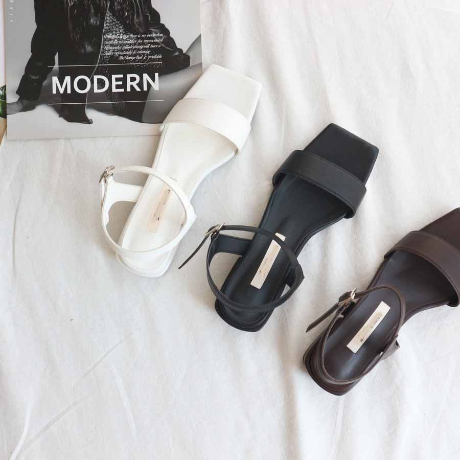  스퀘어앞코 원밴딩 스트랩 3.5cm 샌들