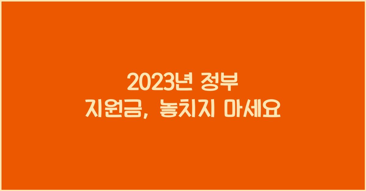 2023년 정부 지원금