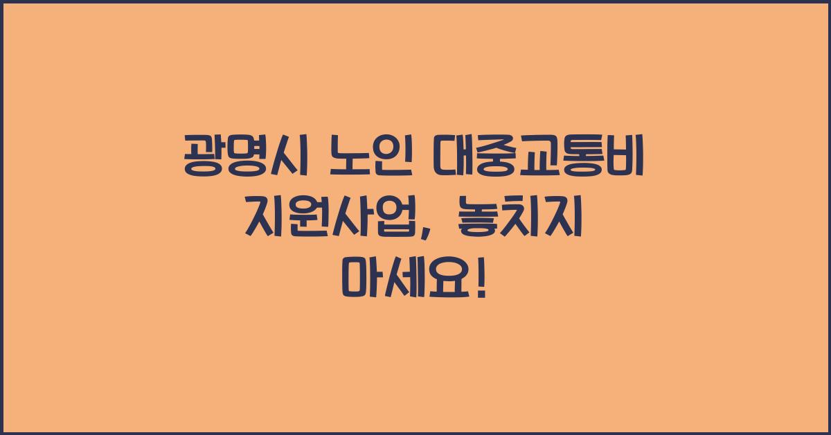 광명시 노인 대중교통비 지원사업