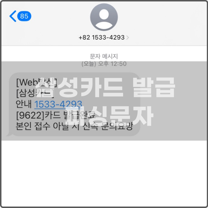 삼성카드 발급 스팸 문자 온 후기