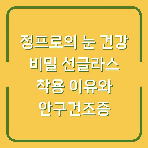 정프로의 눈 건강 비밀 선글라스 착용 이유와 안구건조증