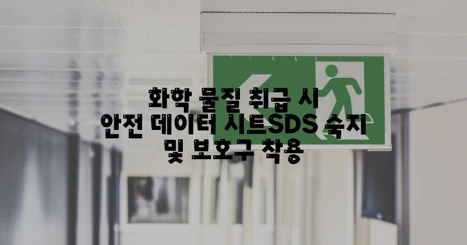 화학 물질 취급 시 안전 데이터 시트SDS 숙지 및 보호구 착용