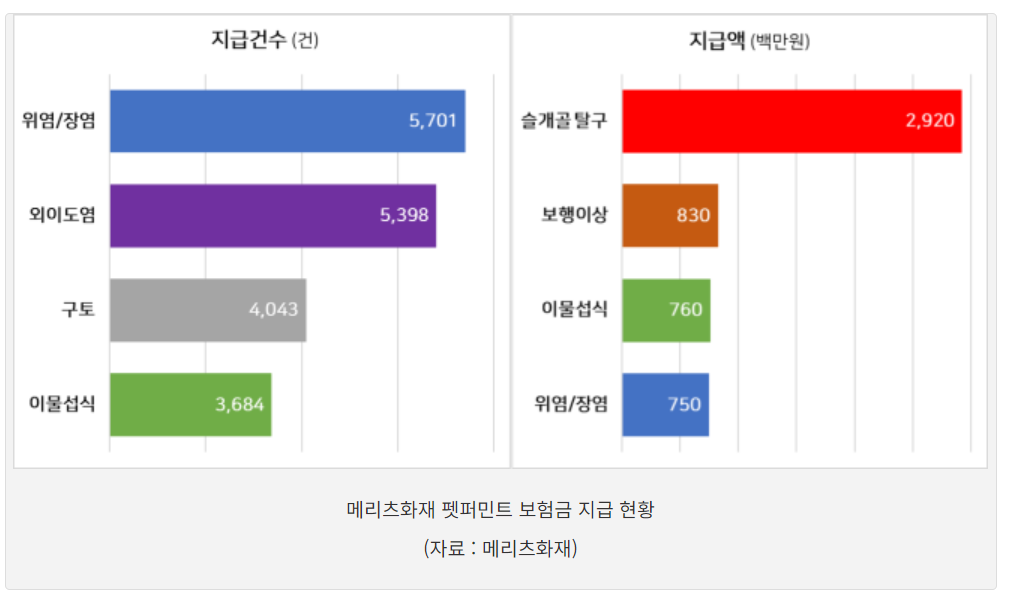  펫보험 청구 순위 (2022년)-비교