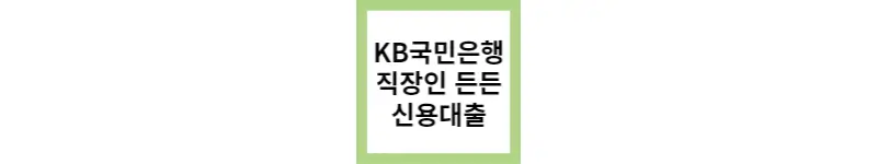 KB국민은행 직장인 든든 신용대출
