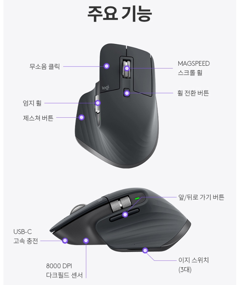 로지텍 MX MASTER 3S 주요 기능