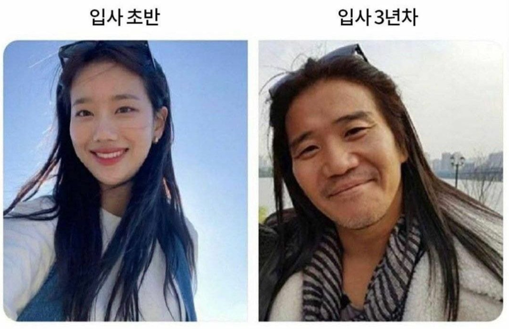  직장인들 입사 전후 차이