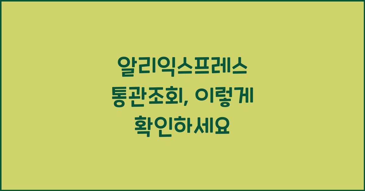 알리익스프레스 통관조회