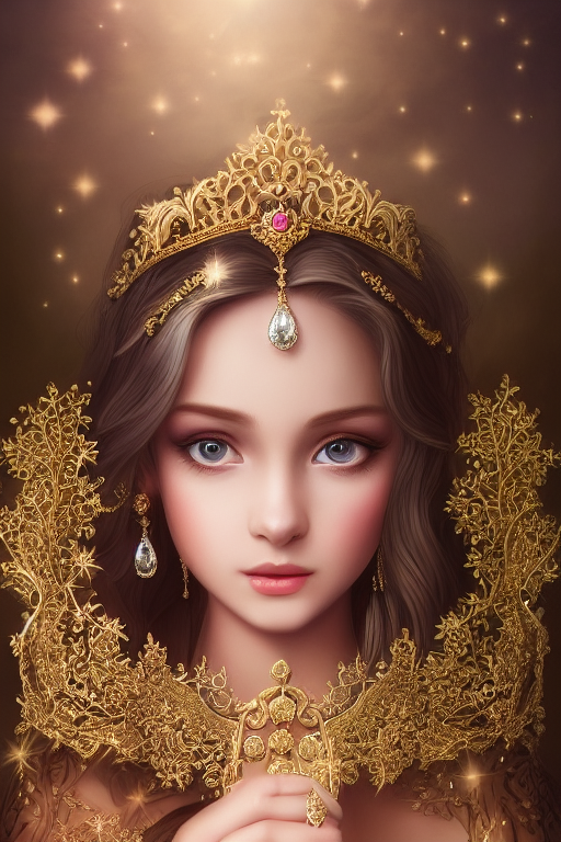 Portrait image of a young princess with Masterpiece filter applied