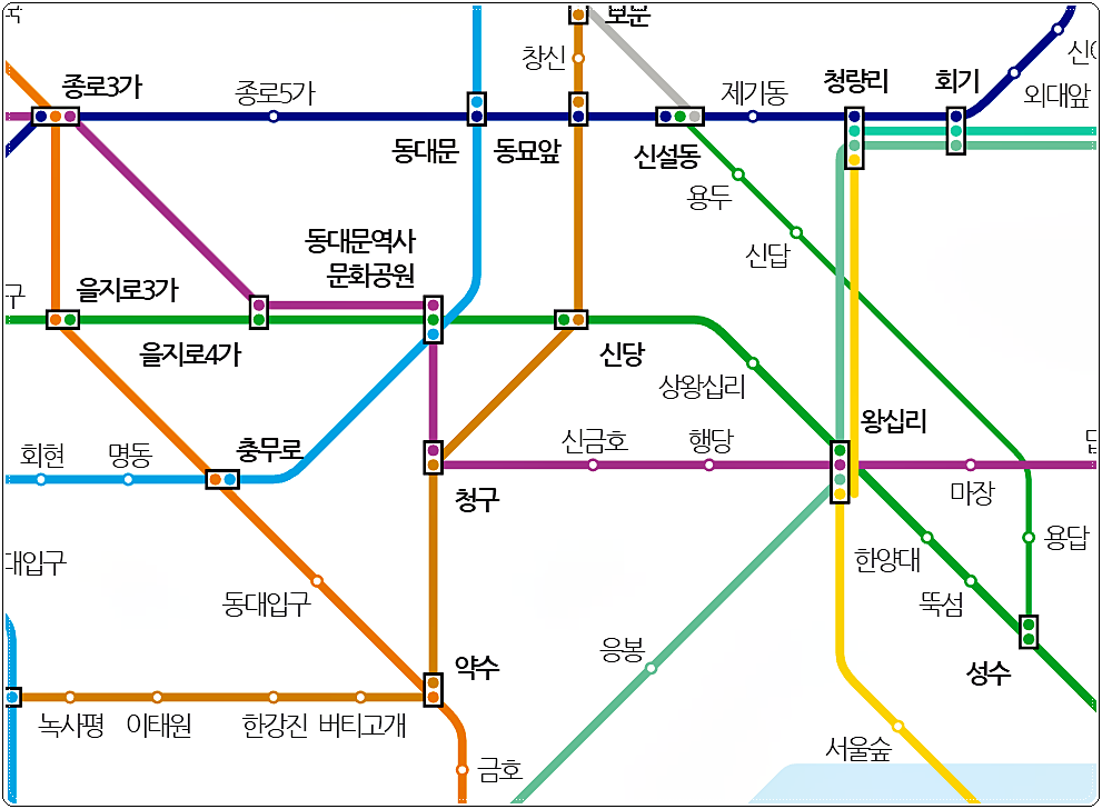  신당역 화장실 위치 - 지하철 2호선 6호선