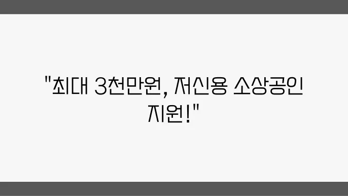 저신용 소상공인 정책자금 조건 최대 3천만원 지원 방법 정리